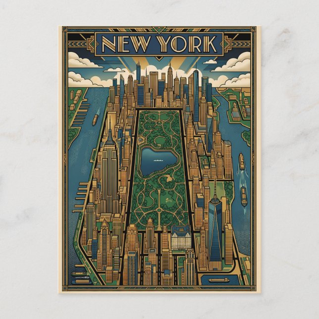 cartão postal de viagem da cidade de Nova York (Frente)