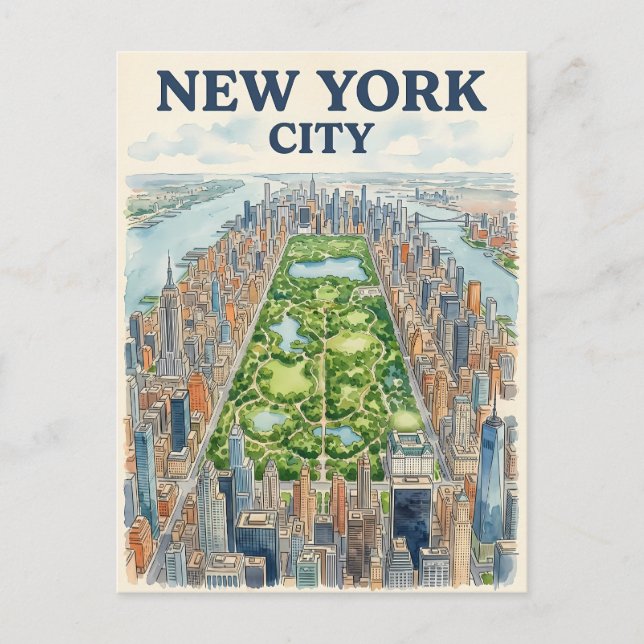 cartão postal de viagem da cidade de Nova York (Frente)