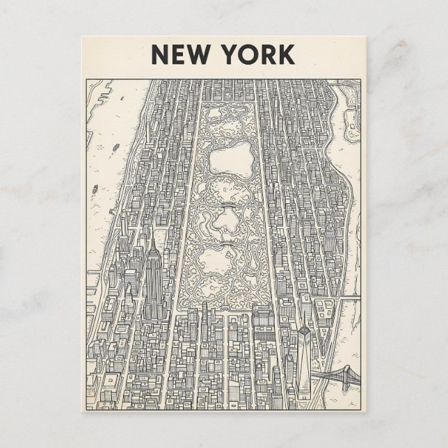 cartão postal de viagem da cidade de Nova York (Frente)