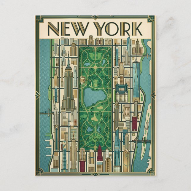 cartão postal de viagem da cidade de Nova York (Frente)