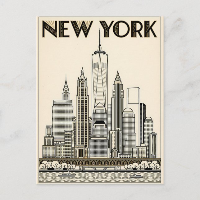 cartão postal de viagem da cidade de Nova York (Frente)