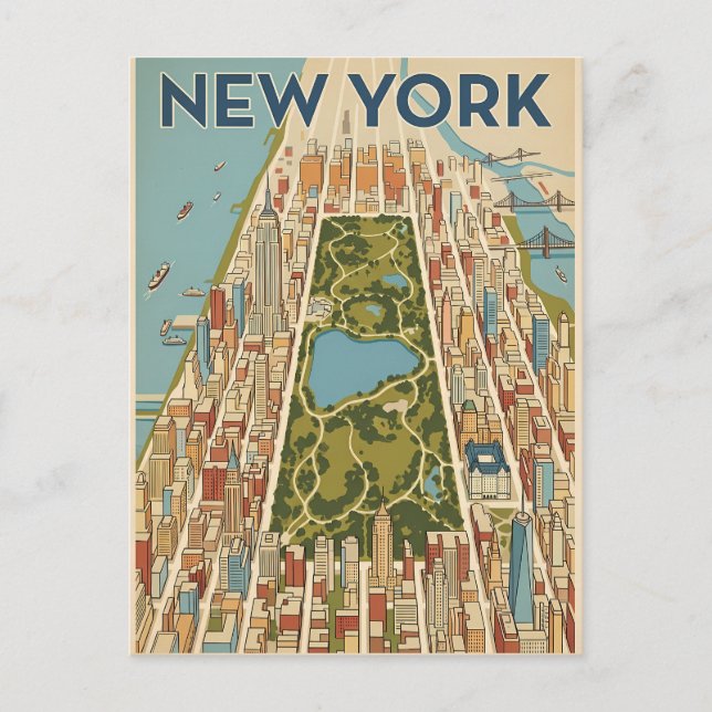 cartão postal de viagem da cidade de Nova York (Frente)
