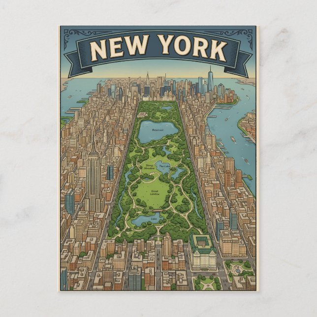 cartão postal de viagem da cidade de Nova York (Frente)