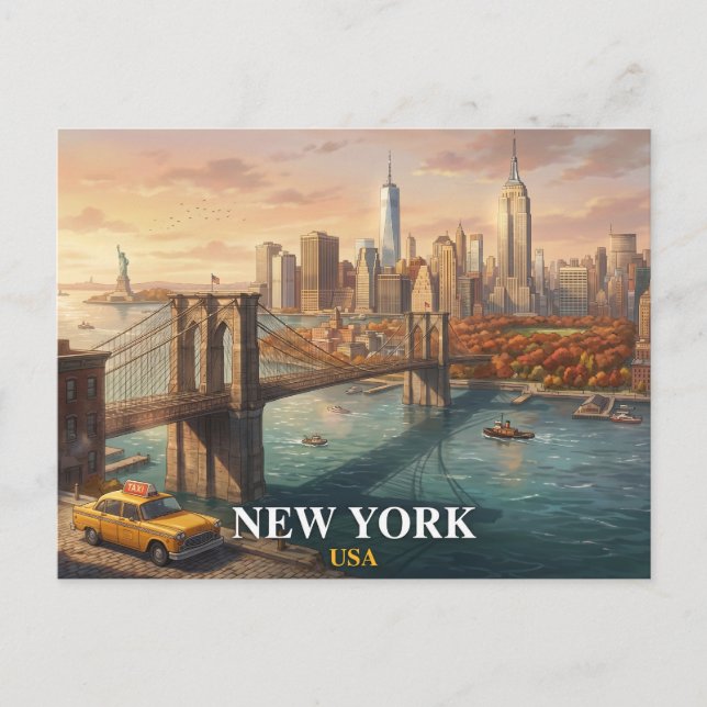 Cartão Postal de Viagem da Cidade de Nova York | P (Frente)