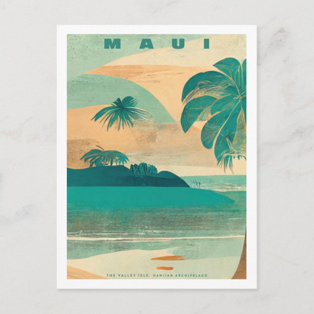Cartão postal de Viagem da Ilha Tropical de Maui (Frente)