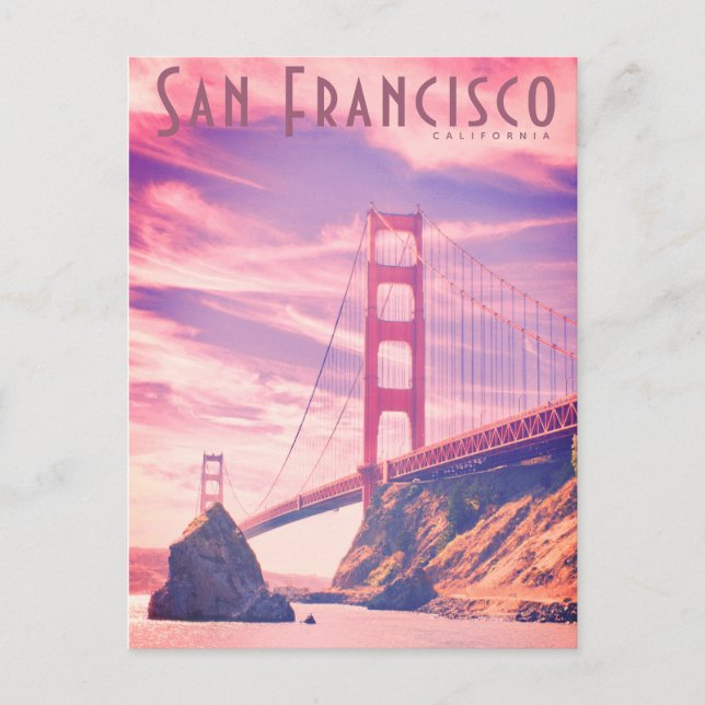 Cartão Postal de Viagem da Ponte Golden Gate Vinta (Frente)