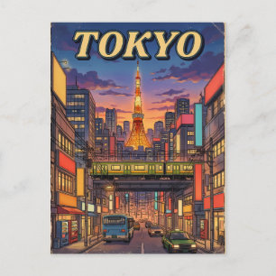 Cartão Postal de Viagem de Anime Antigo de Tóquio