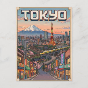 Cartão Postal de Viagem de Anime Antigo de Tóquio