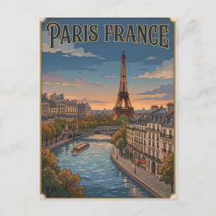 Cartão postal de viagem de anime retrô de Paris Fr