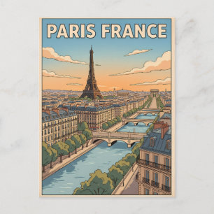 Cartão postal de viagem de anime retrô de Paris Fr