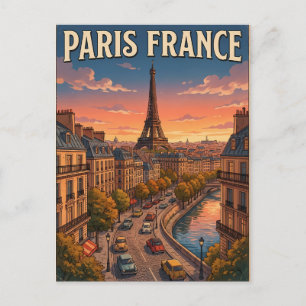 Cartão postal de viagem de anime retrô de Paris Fr