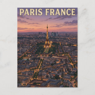 Cartão postal de viagem de anime retrô de Paris Fr