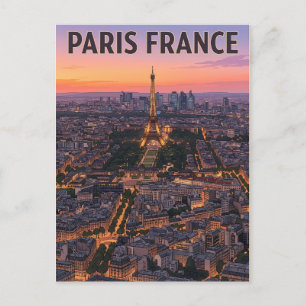 Cartão postal de viagem de anime retrô de Paris Fr