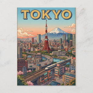 Cartão Postal de Viagem de Anime Vintage de Tóquio