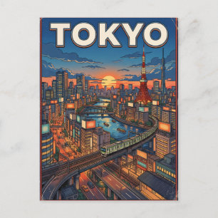 Cartão Postal de Viagem de Anime Vintage de Tóquio