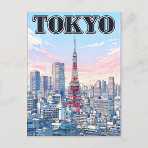 Cartão Postal de Viagem de Anime Vintage de Tóquio
