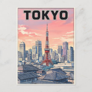 Cartão Postal de Viagem de Anime Vintage de Tóquio