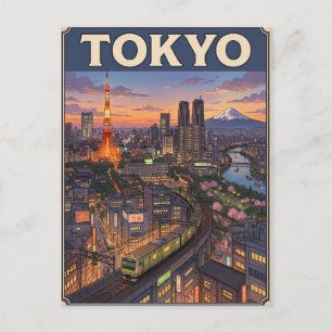 Cartão Postal de Viagem de Anime Vintage de Tóquio
