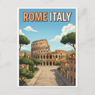 Cartão postal de viagem de anime vintage Roma Itál