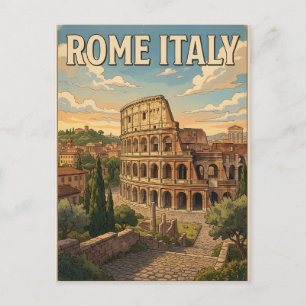 Cartão postal de viagem de anime vintage Roma Itál