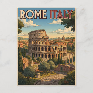 Cartão postal de viagem de anime vintage Roma Itál