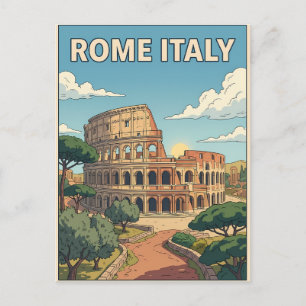 Cartão postal de viagem de anime vintage Roma Itál