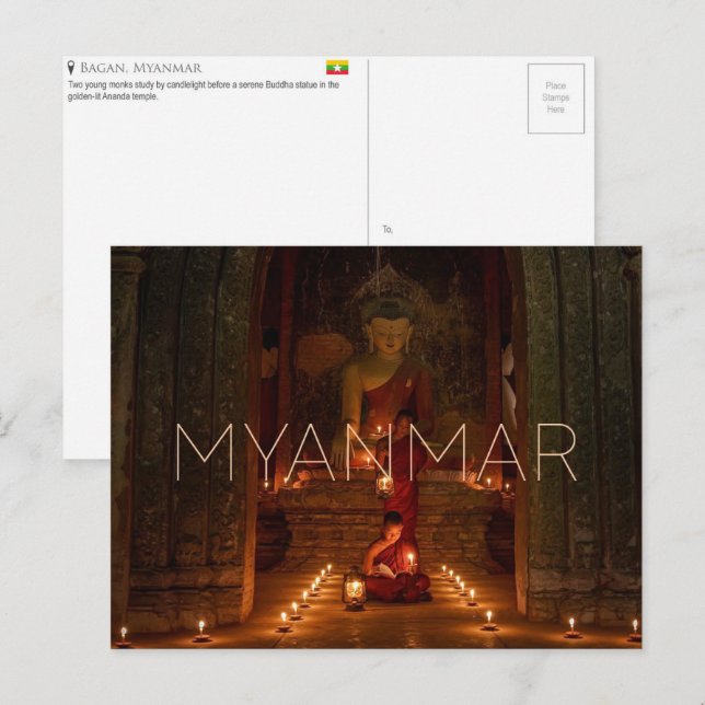 Cartão postal de viagem de Bagan, Myanmar (Frente/Verso)