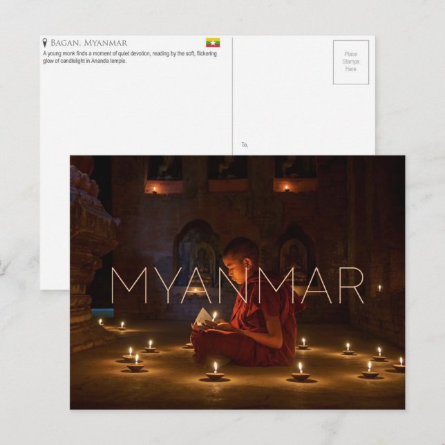 Cartão postal de viagem de Bagan, Myanmar (Frente/Verso)
