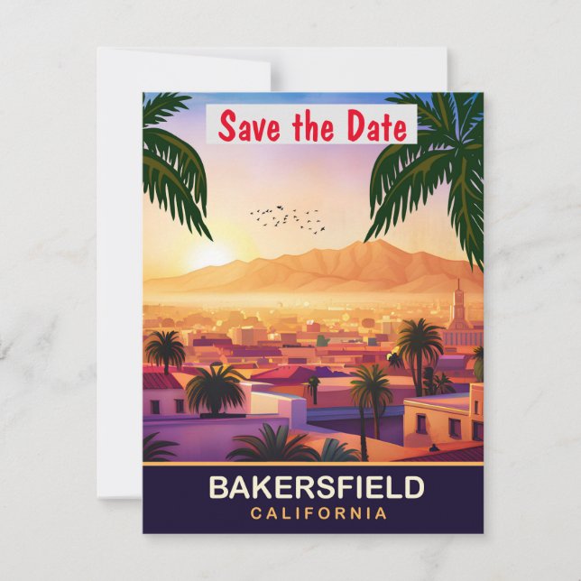Cartão postal de viagem de Bakersfield, Califórnia (Frente)