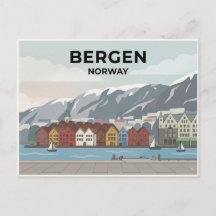 Cartão postal de viagem de Bergen, Noruega