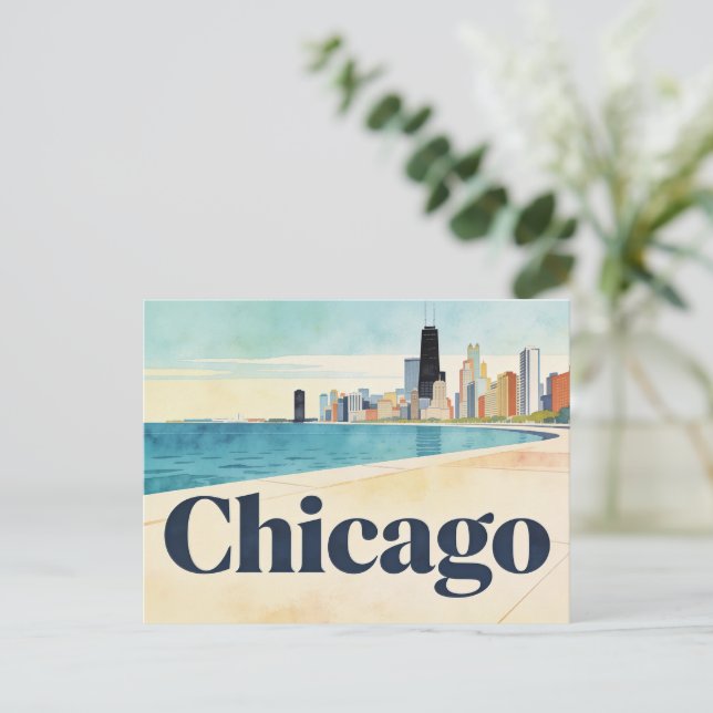 Cartão Postal de Viagem de Chicago Antigo (Em pé/Frente)