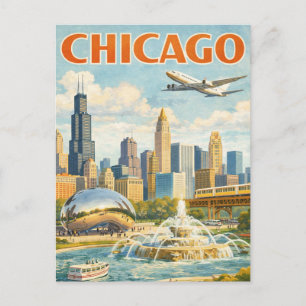 Cartão Postal de Viagem de Chicago em Estilo Cláss