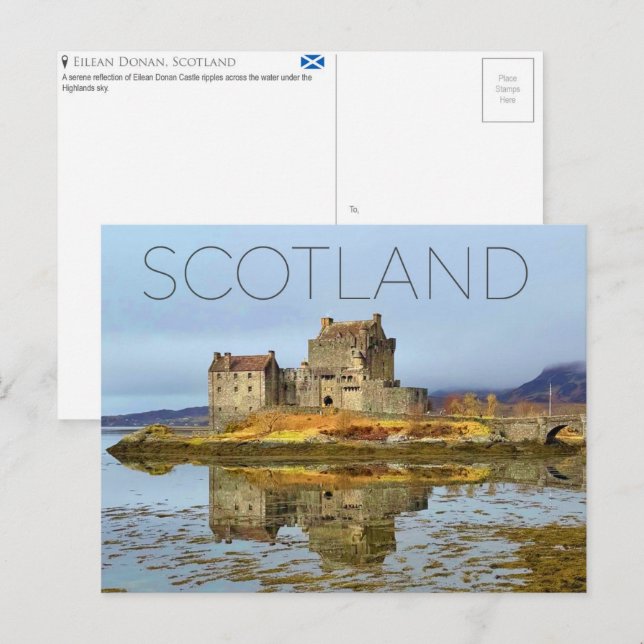 Cartão postal de viagem de Eilean Donan, Escócia (Frente/Verso)