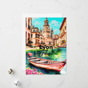 Cartão postal de viagem de Lyon França, Cartão pos