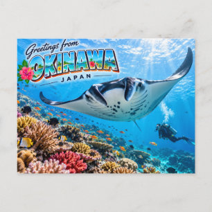Cartão postal de viagem de mergulho em Okinawa Jap