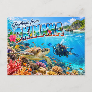 Cartão postal de viagem de mergulho em Okinawa Jap
