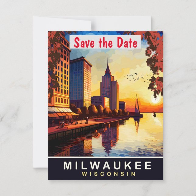 Cartão postal de viagem de Milwaukee, Wisconsin,  (Frente)