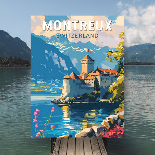 Cartão Postal de Viagem de Montreux, Suíça, Arte V