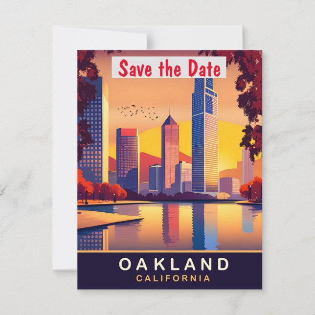Cartão postal de viagem de Oakland, Califórnia, (Frente)