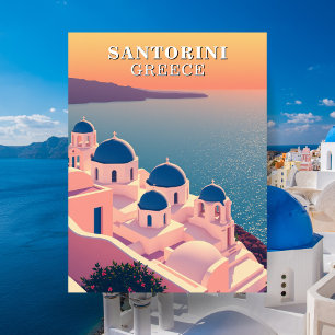 Cartão postal de viagem de Santorini Grécia