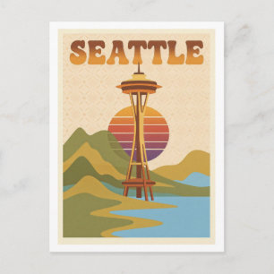 Cartão Postal de Viagem de Seattle Retro Anos 70 C