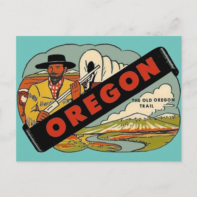 Cartão postal de Viagem de Trilha do Oregon (Frente)