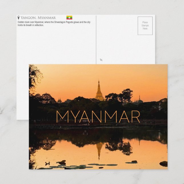Cartão postal de viagem de Yangon, Myanmar (Frente/Verso)