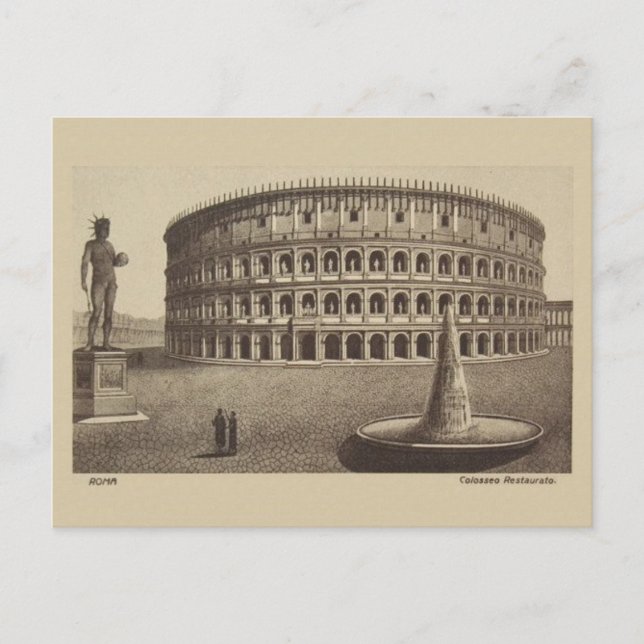 Cartão postal de viagem do Coliseu de Roma antigo (Frente)