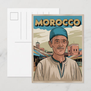 Cartão postal de viagem do Marrocos com presente d