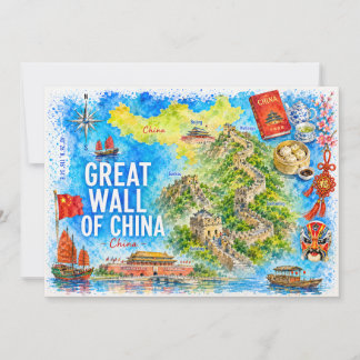 Cartão Postal de Viagem em Aquarela da Grande Mura