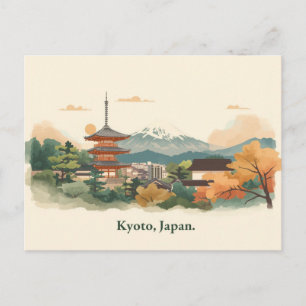 Cartão Postal de Viagem Minimalista Boho Kyoto Jap