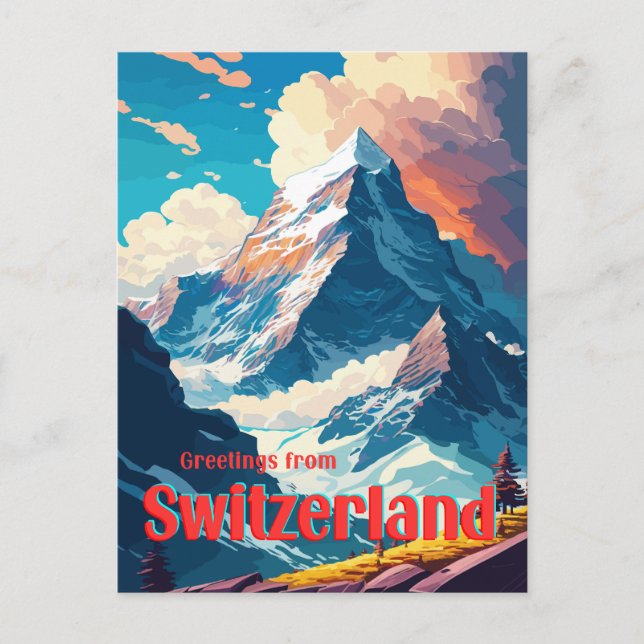Cartão Postal de Viagem Retro da Suíça Matterhorn (Frente)