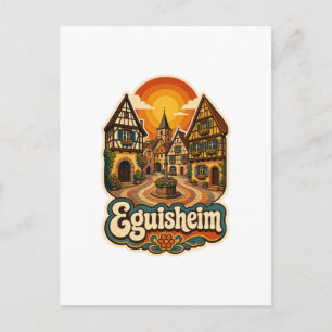 Cartão Postal de Viagem Retrô Eguisheim Alsácia Fr