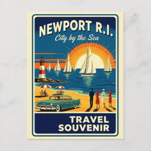 Cartão Postal de Viagem Retro Newport RI – Estilo